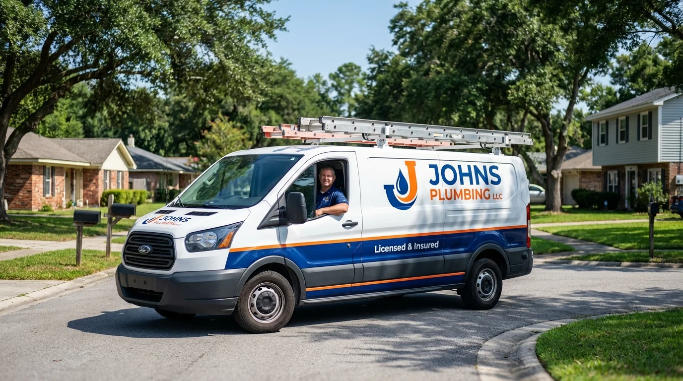 Johns Plumbing LLC service van in Coal Hill, AR