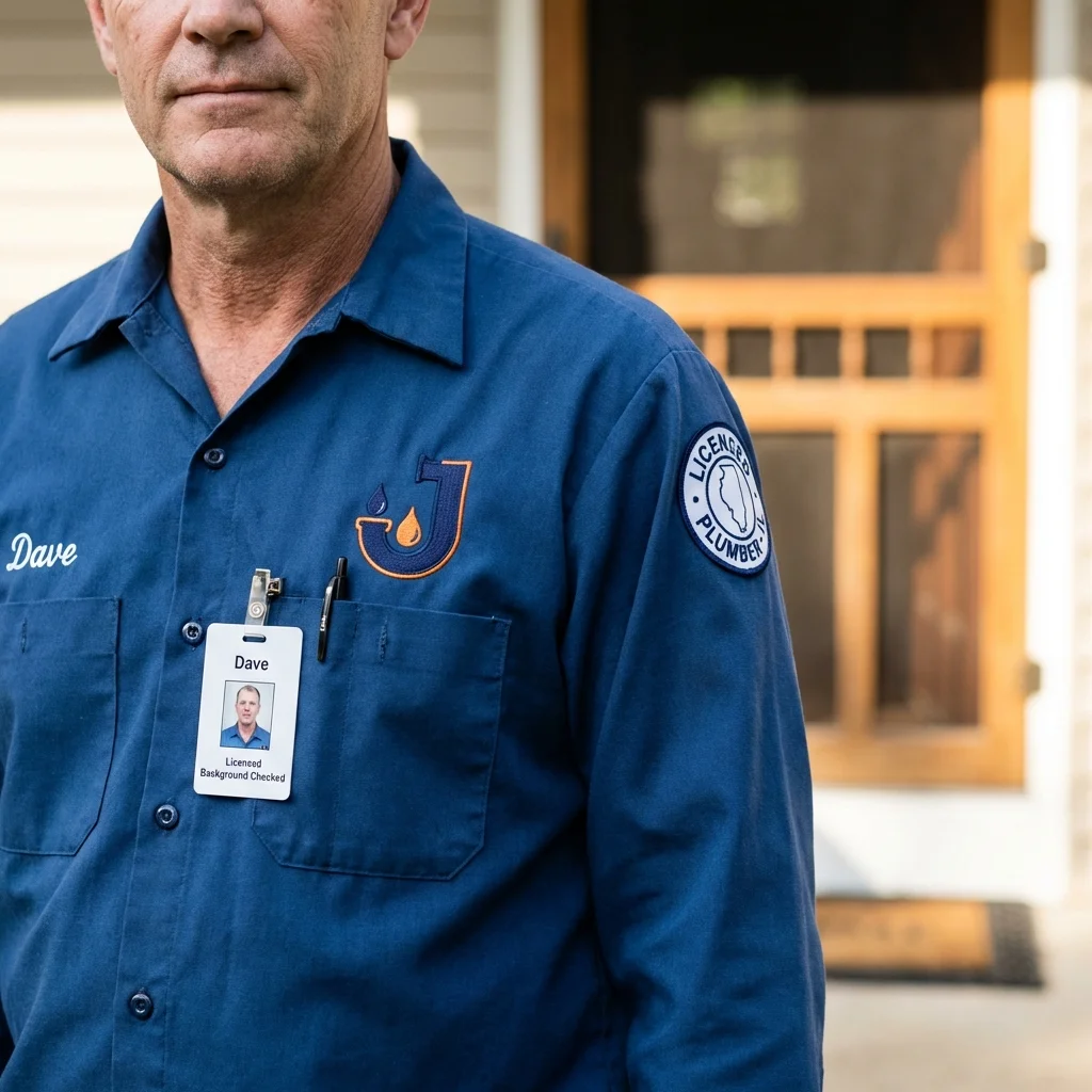 Licensed plumber showing ID badge in Coal Hill, AR
