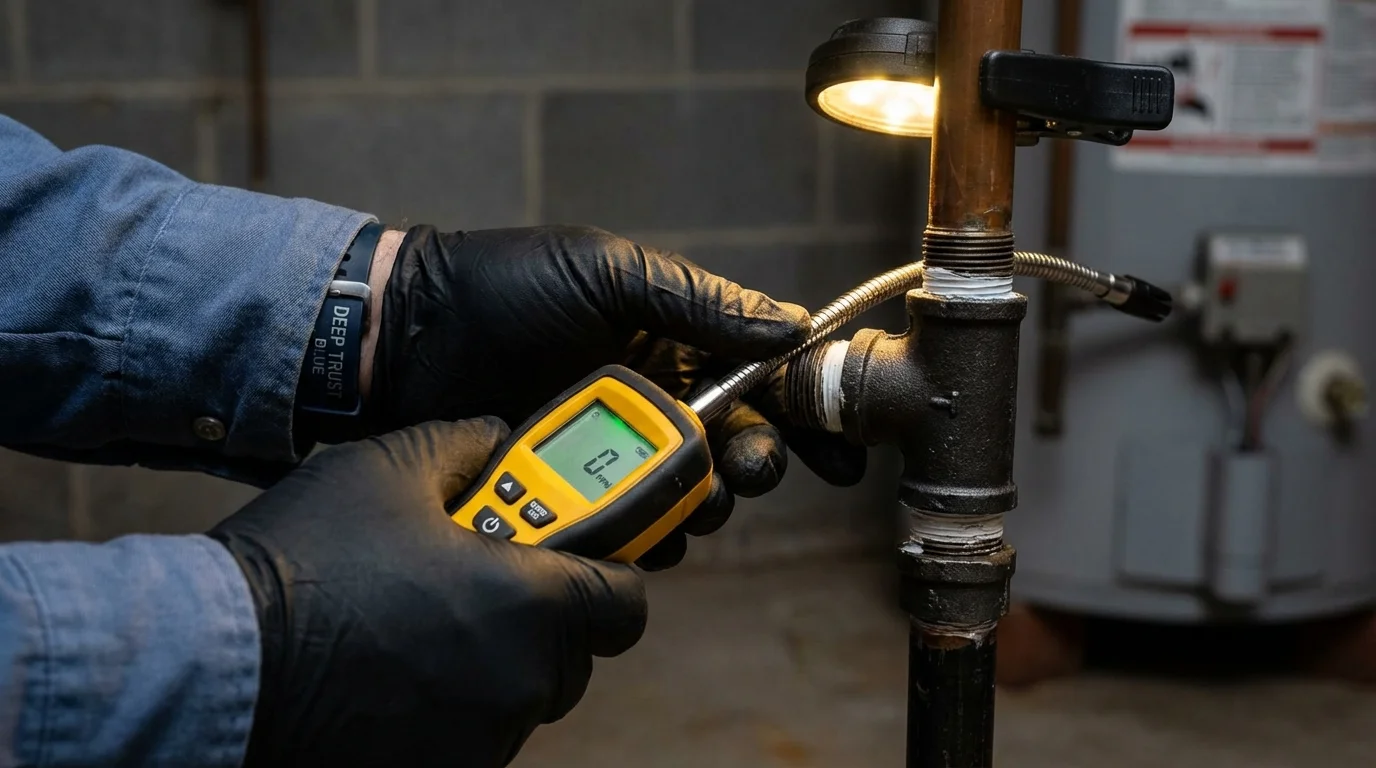 Gas leak detection with electronic sniffer by Johns Plumbing LLC in Coal Hill