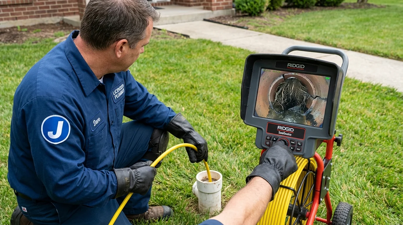 Sewer camera inspection being performed by Johns Plumbing LLC in Coal Hill