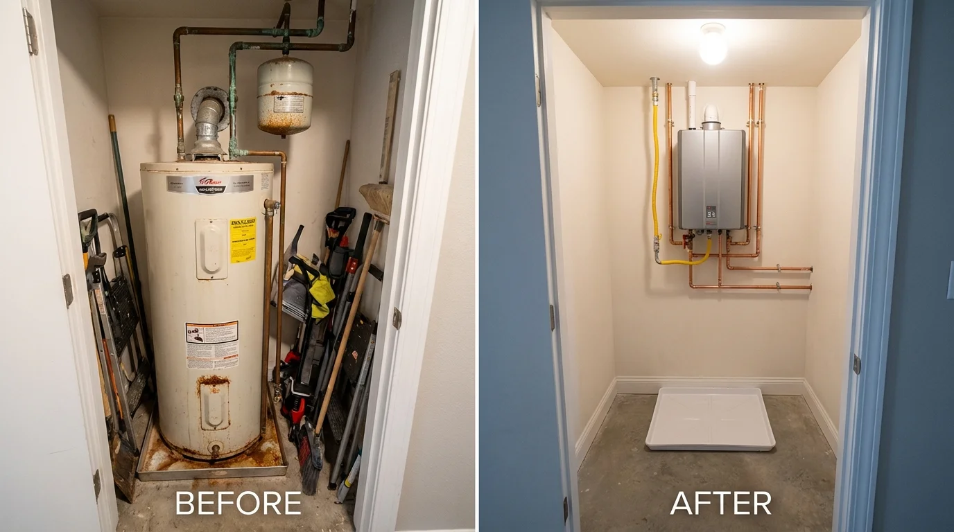 Tank water heater versus wall-mounted tankless unit comparison for Coal Hill, AR homeowners